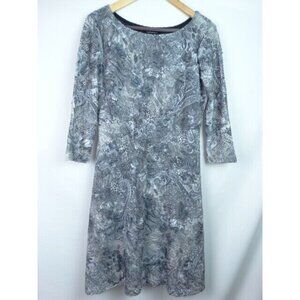 Indication Women's Dress Size Medium Gray Floral Lace 3/4 Sleeve Dress
